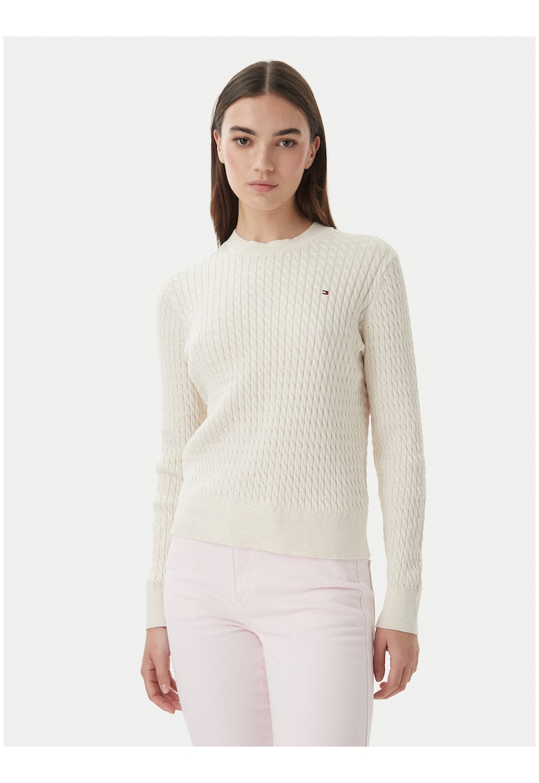 Pulover cu model texturat si logo discret