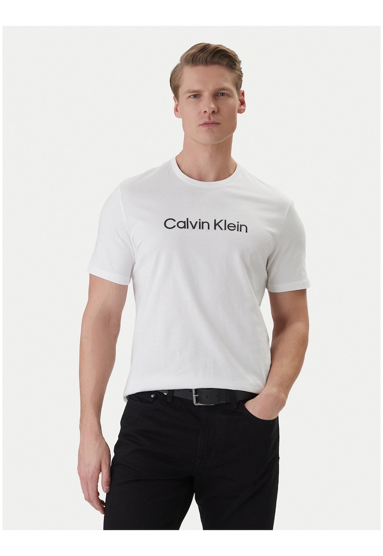 Tricou regular fit din bumbac cu logo contrastant pe piept