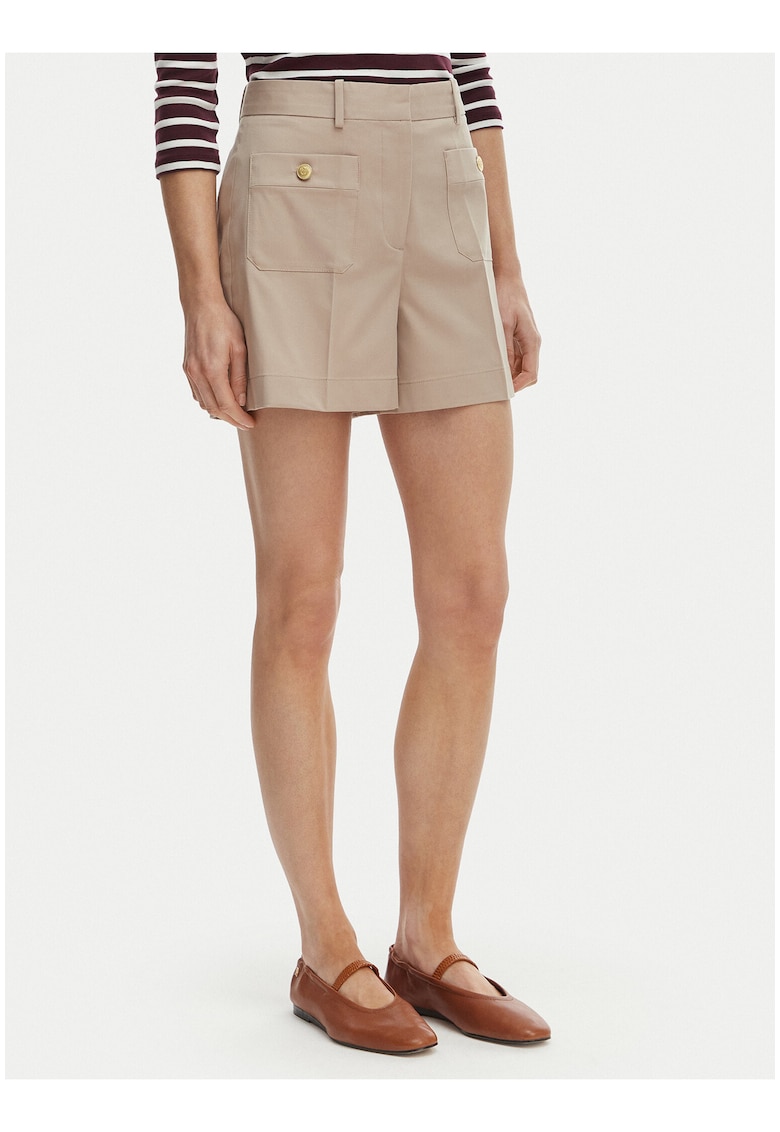 Pantaloni scurti cu talie inalta din amestec de bumbac