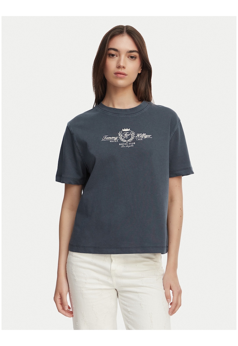 Tricou lejer din bumbac cu imprimeu frontal