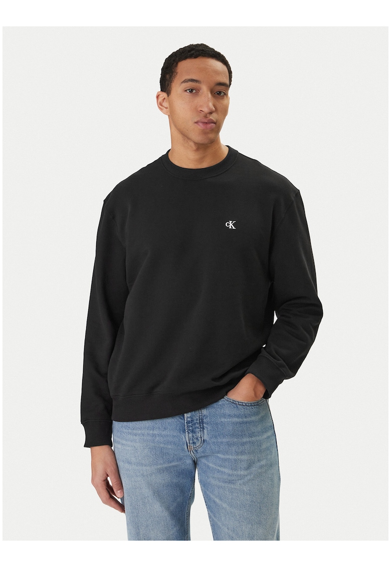 Bluza regular fit cu decolteu la baza gatului