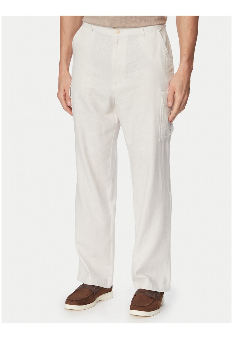 Pantaloni cargo din amestec de in