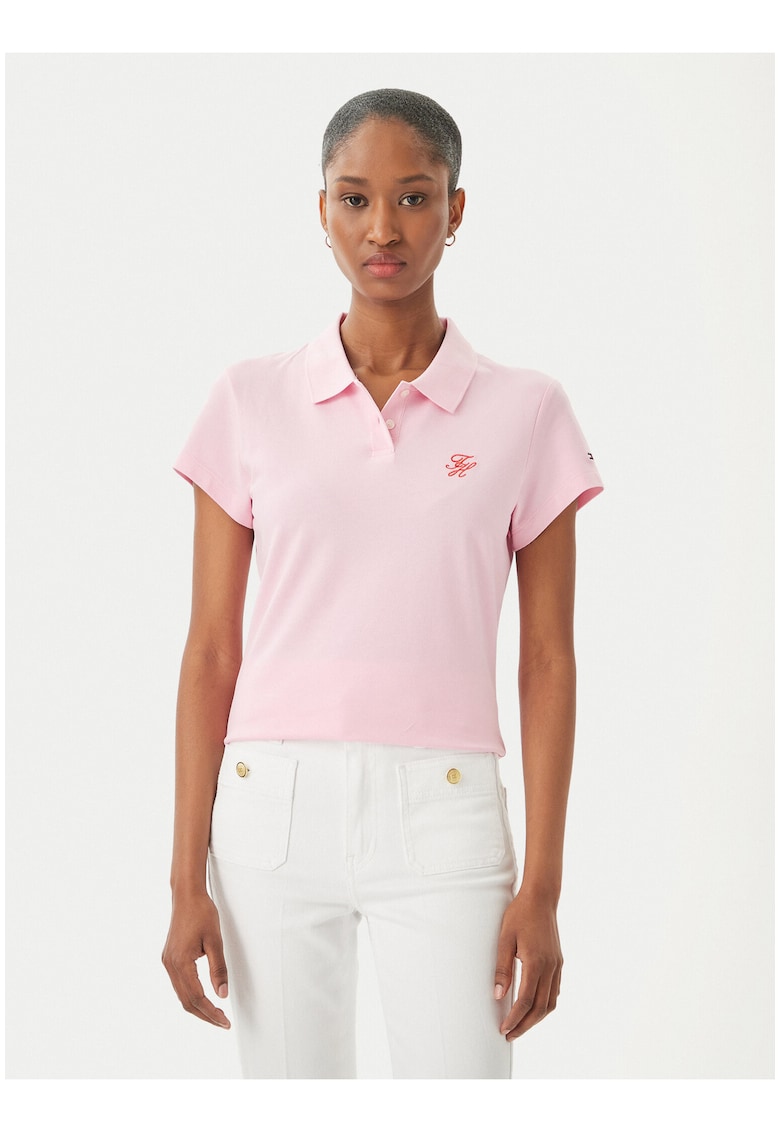 Tricou polo slim fit cu logo brodat