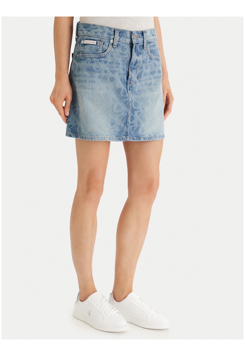 Fusta din denim cu aspect decolorat