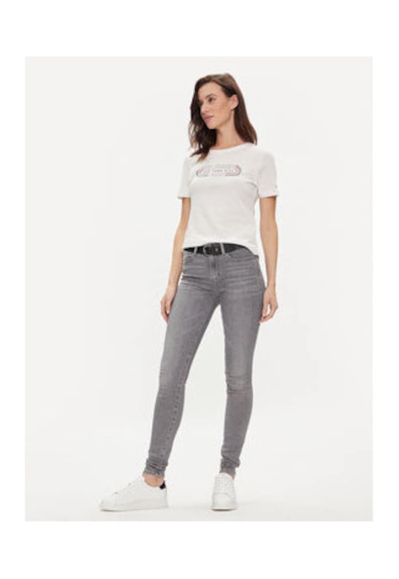 Blugi skinny uni cu talie inalta