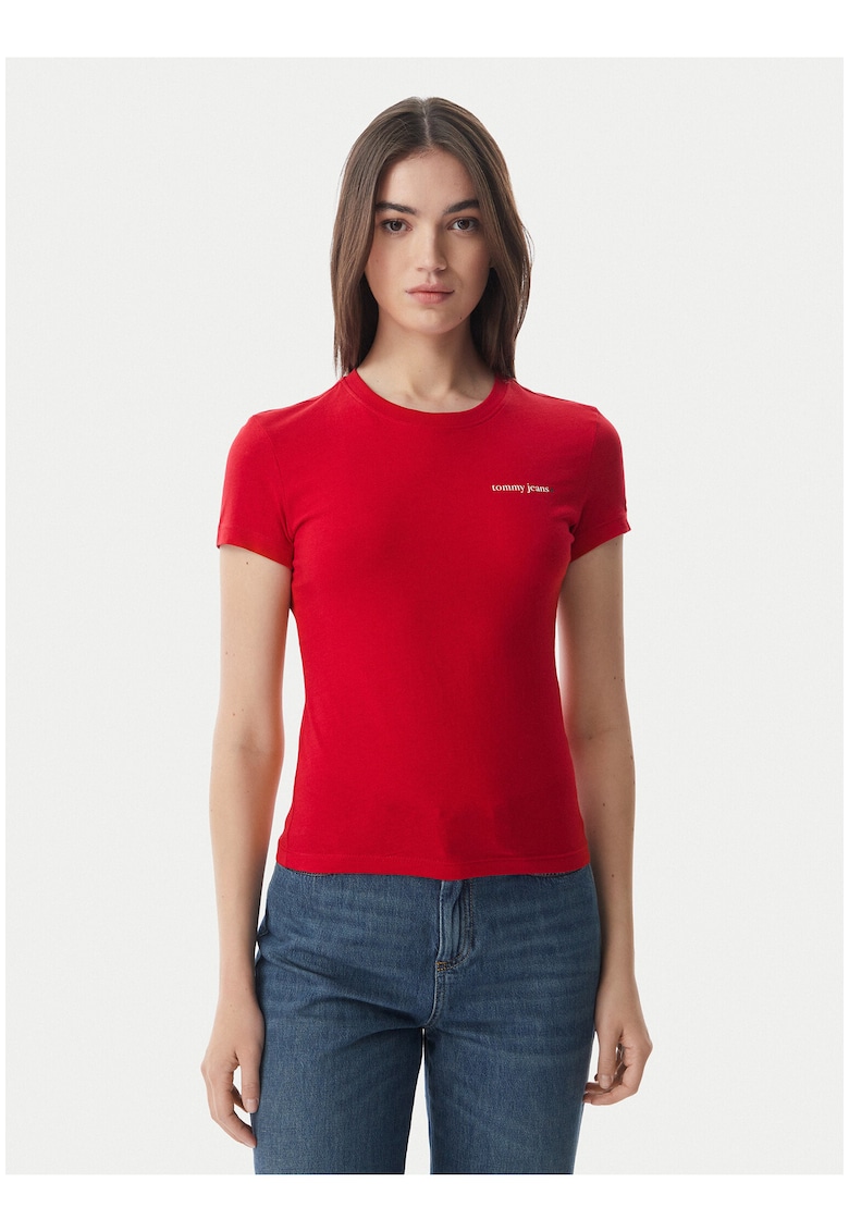 Tricou uni din bumbac cu maneci scurte
