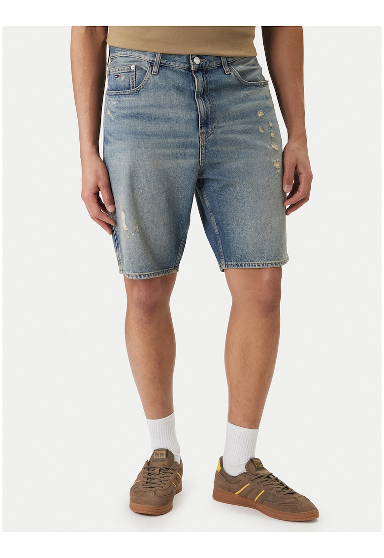 Pantaloni scurti uni din denim cu buzunare