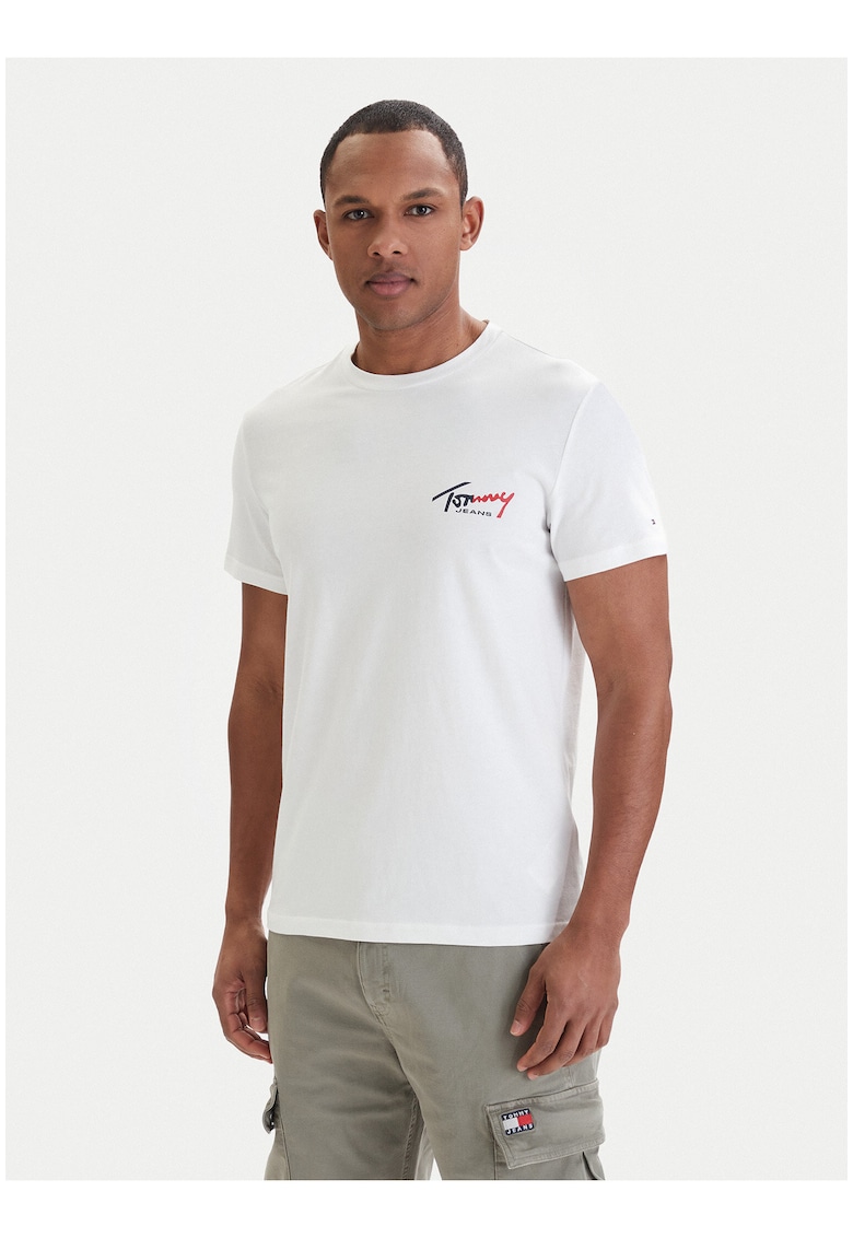 Tricou cu logo si decolteu la baza gatului -