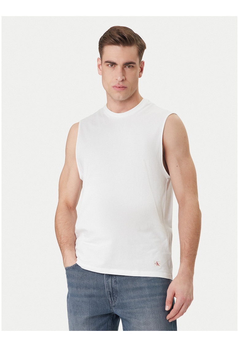 Top uni slim fit din bumbac -
