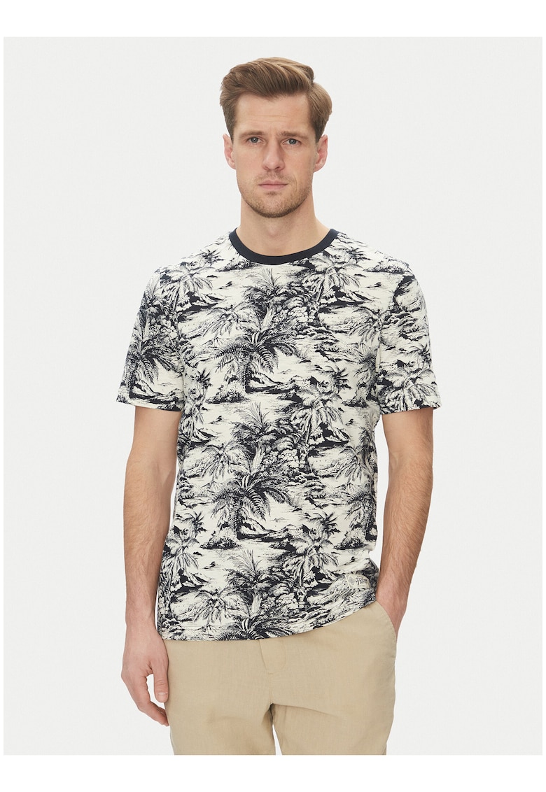 Tricou din bumbac cu motiv tropical -