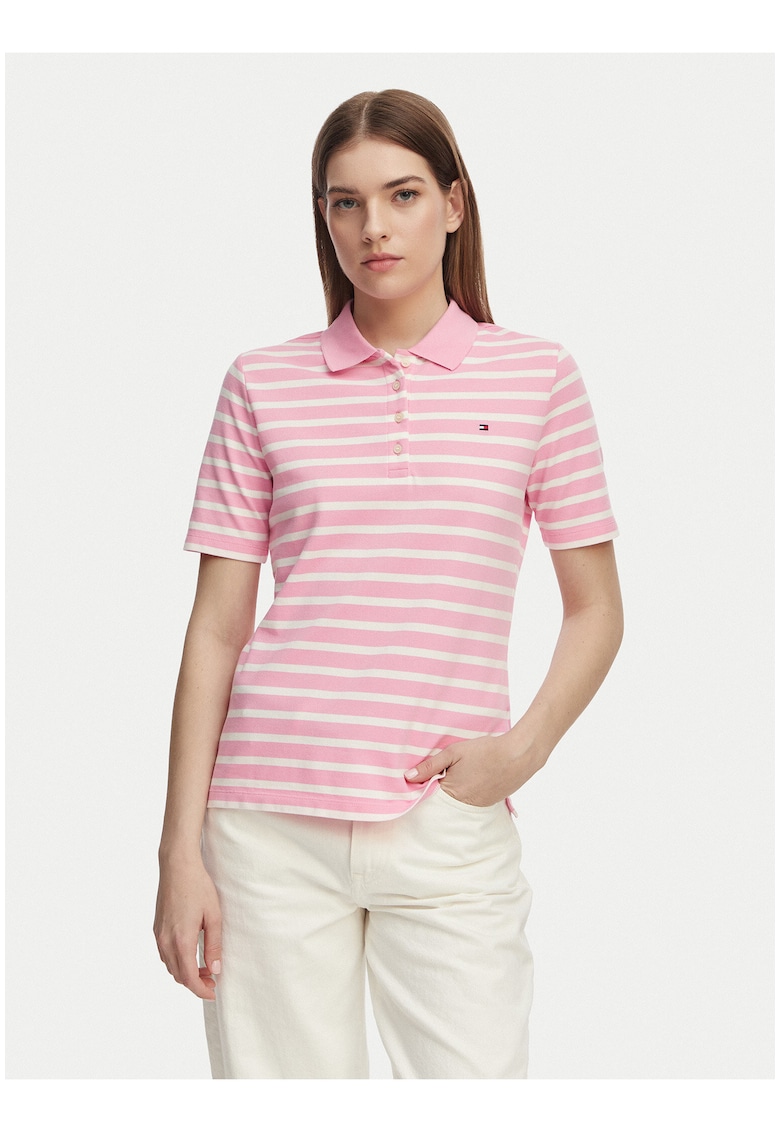 Tricou polo din bumbac cu dungi