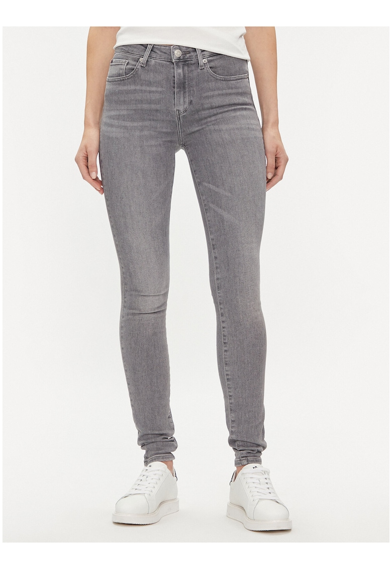 Blugi skinny uni cu talie inalta