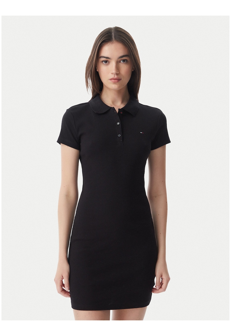 Rochie casual cu guler polo si maneci scurte