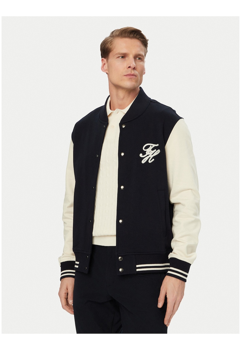 Jacheta bomber scurta in doua culori - cu logo