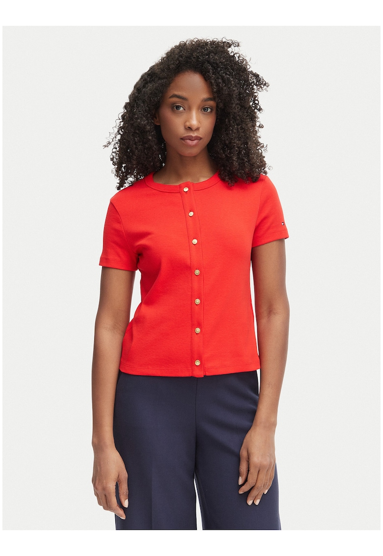 Bluza slim fit uni cu nasturi