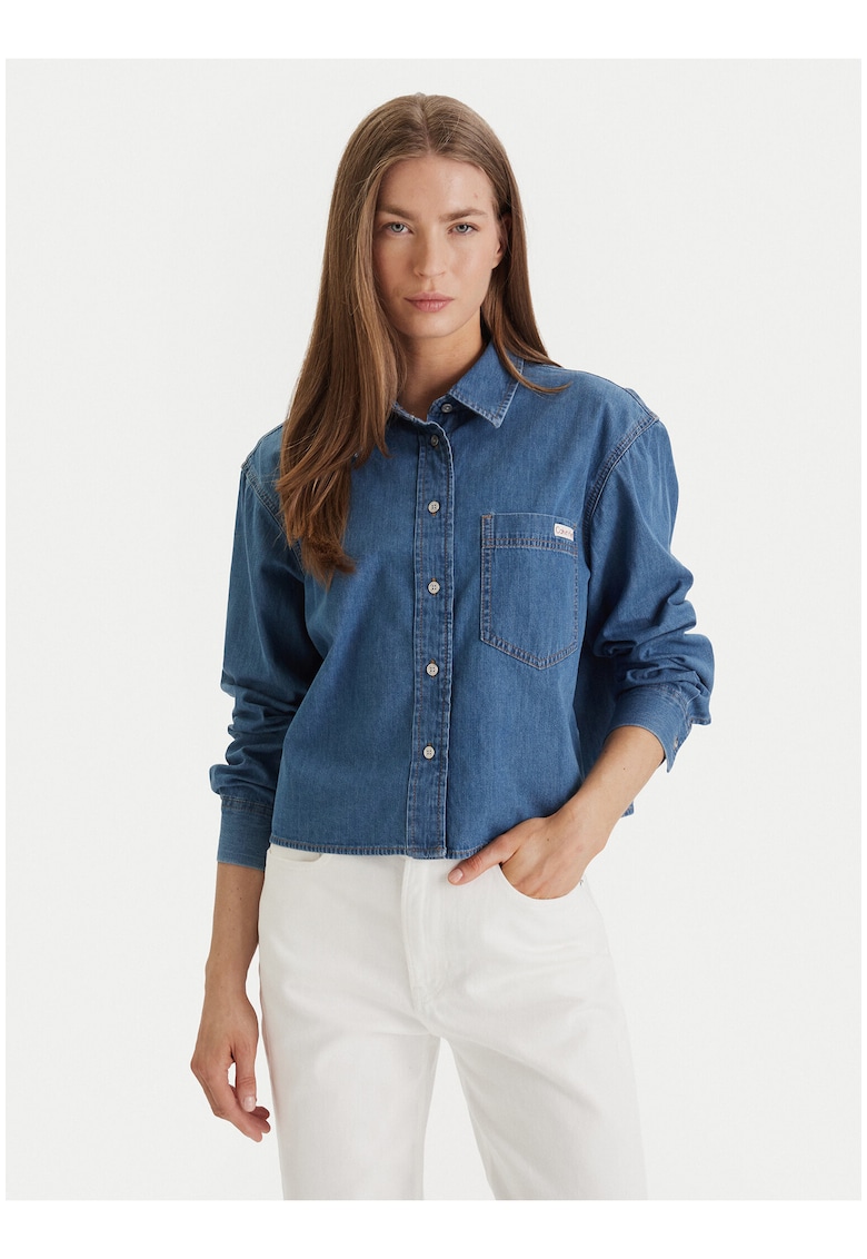 Camasa regular fit din denim cu guler clasic