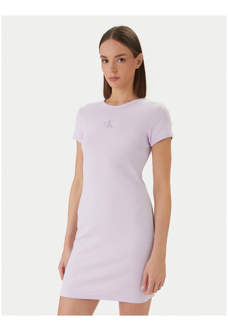 Rochie cambrata din amestec de bumbac cu maneca scurta