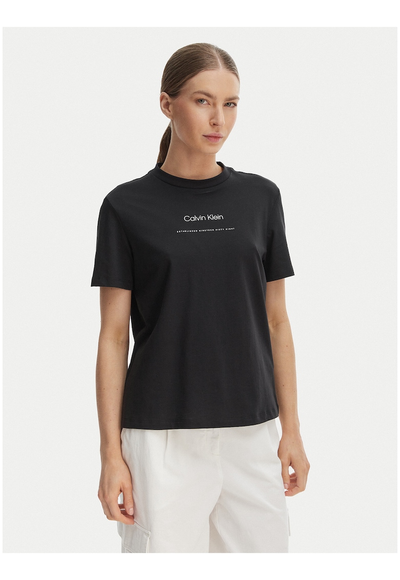 Tricou regular fit cu imprimeu cu logo -