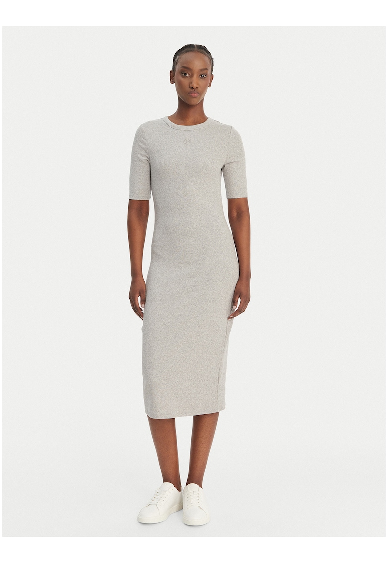 Rochie midi cambrata cu maneca scurta