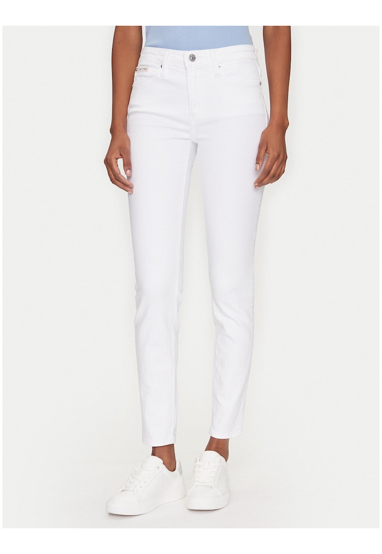 Blugi skinny crop cu talie medie