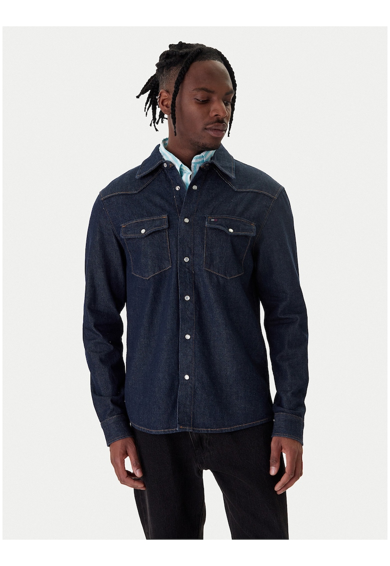 Camasa din denim cu guler clasic