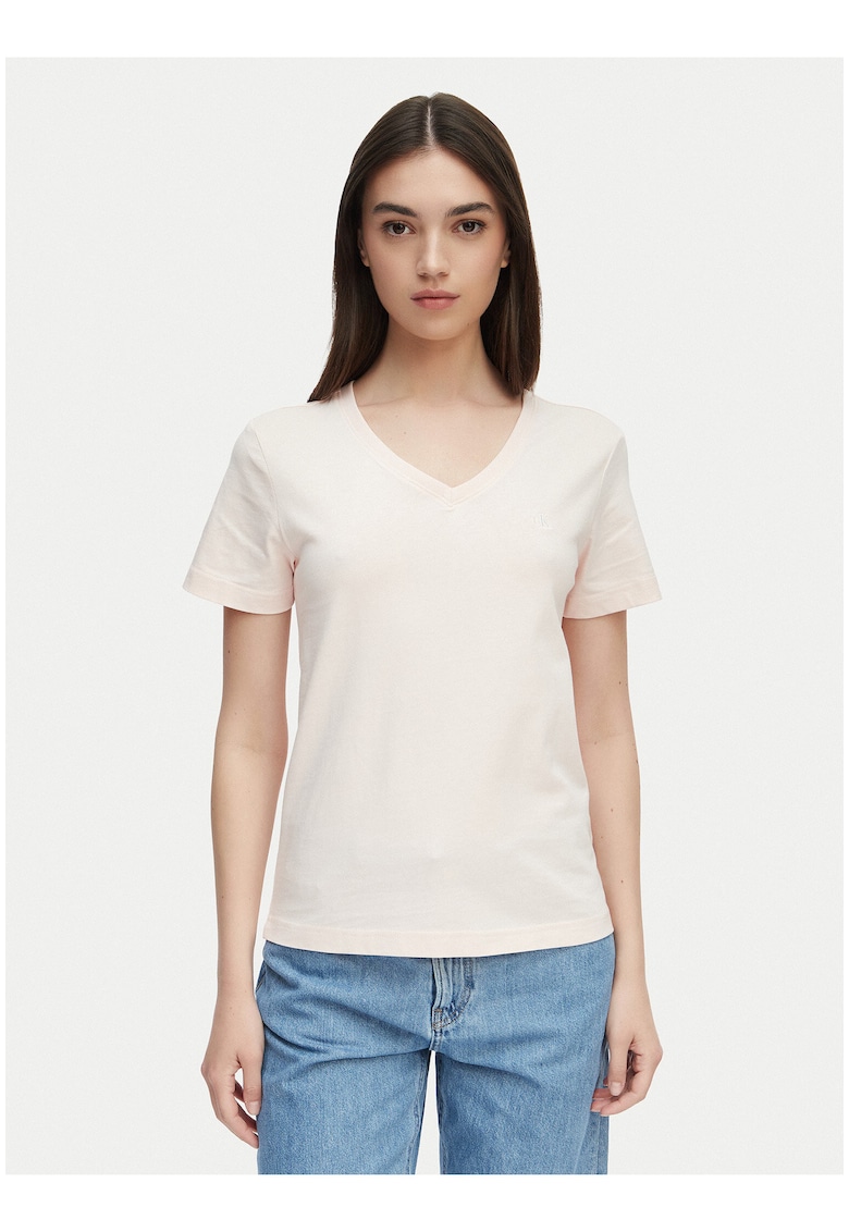 Tricou regular fit de bumbac - cu decolteu in V