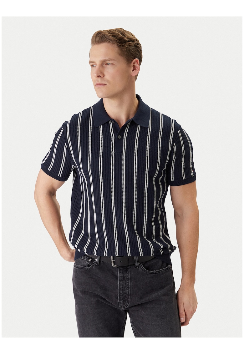 Tricou polo din bumbac in dungi