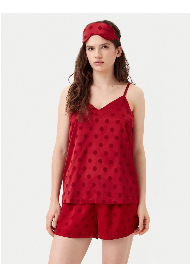 Pijama cu buline si masca pentru somn -