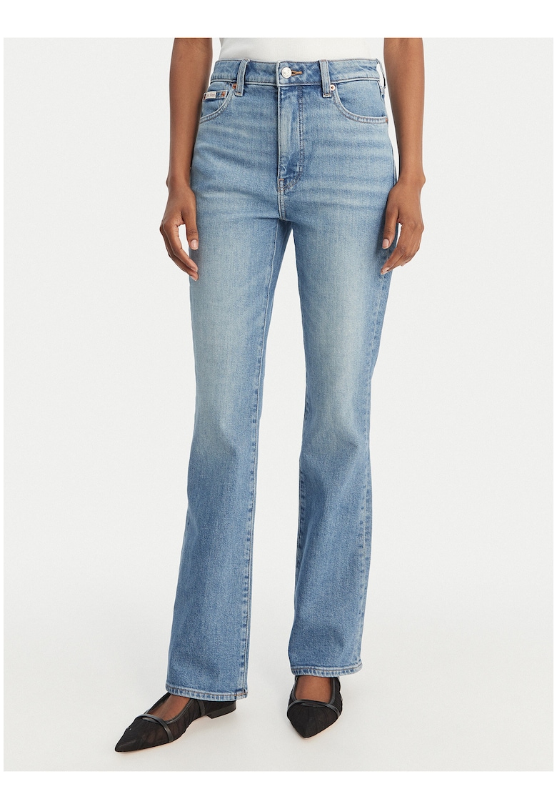 Blugi bootcut cu aspect decolorat