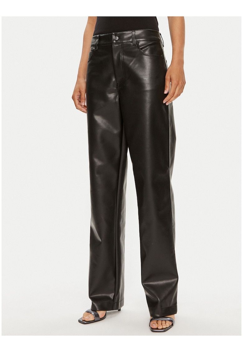 Pantaloni drepti din piele ecologica -