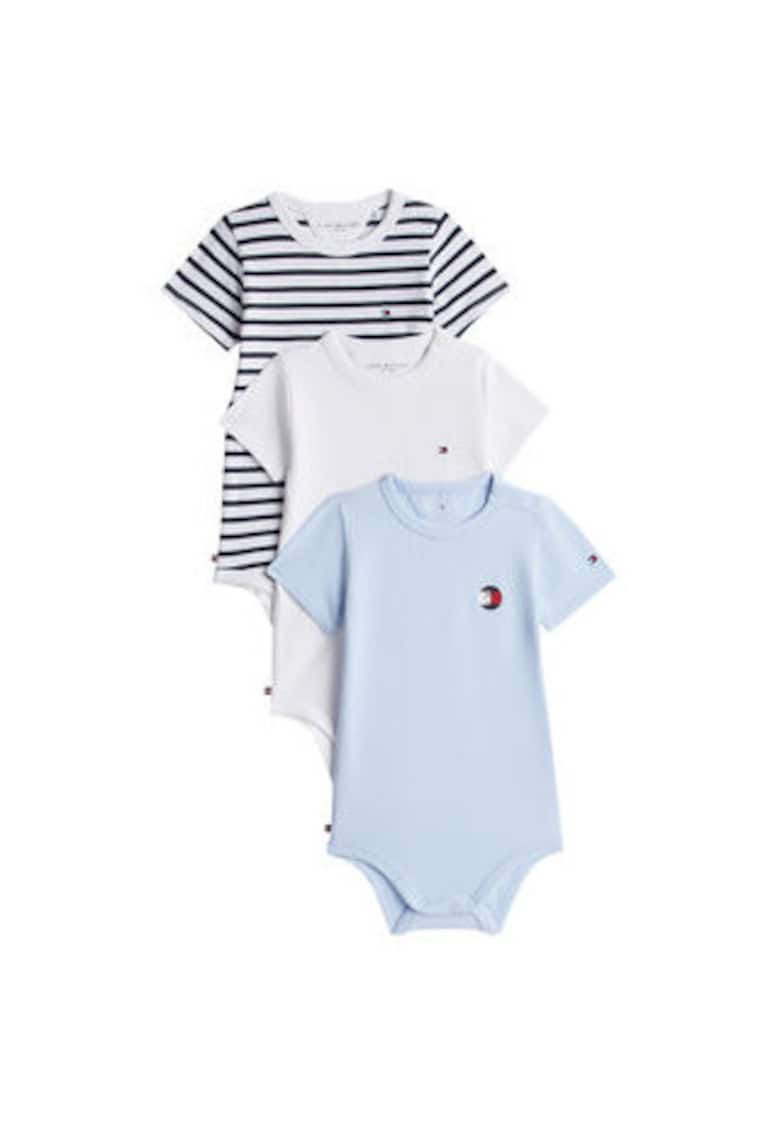 Set de body-uri din bumbac cu decolteu rotund