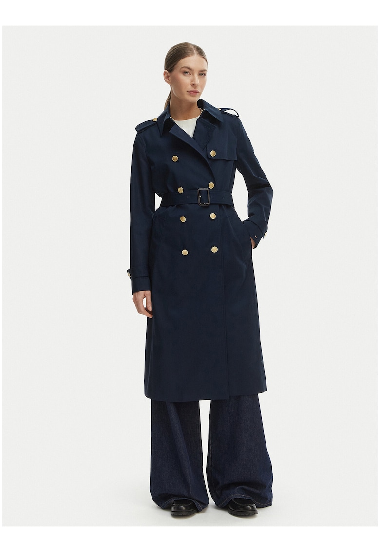 Trenci slim fit cu nasturi si curea
