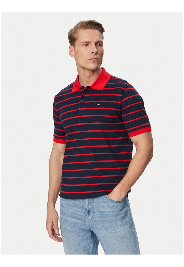 Tricou polo din dungi din bumbac