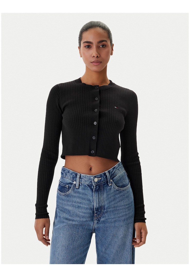 Cardigan crop cu nasturi