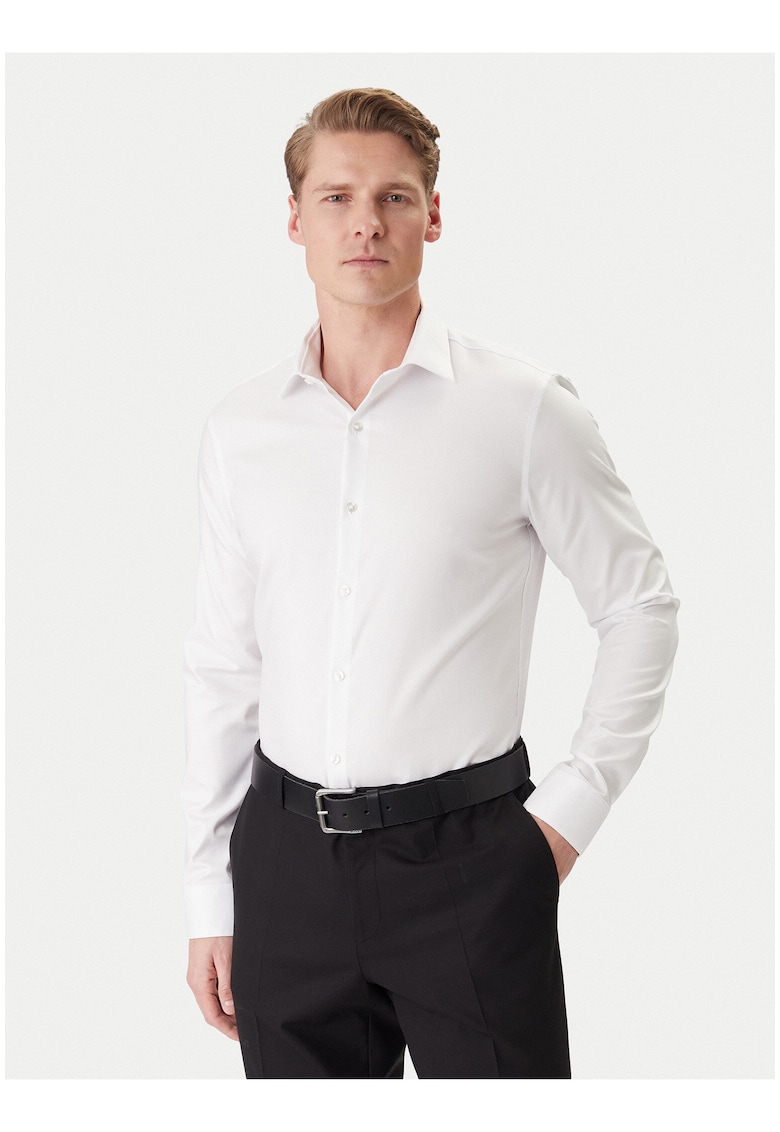 Camasa slim fit din bumbac cu maneci lungi