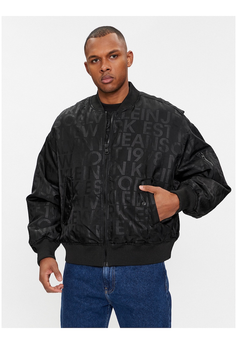 Geaca bomber cu imprimeu logo -