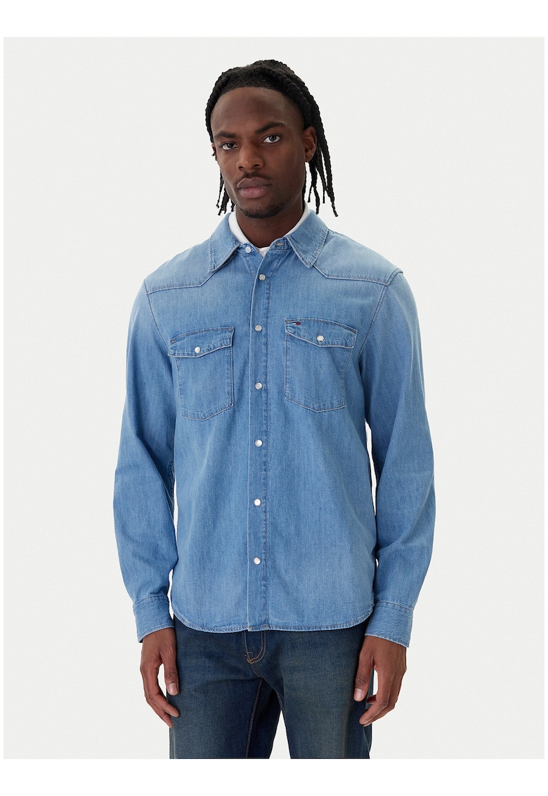 Camasa din denim cu buzunare