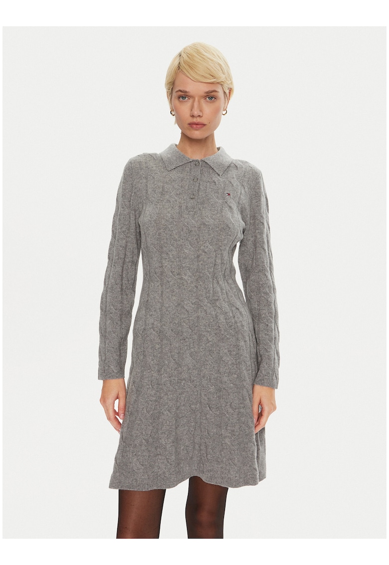 Rochie din lana cu guler polo -