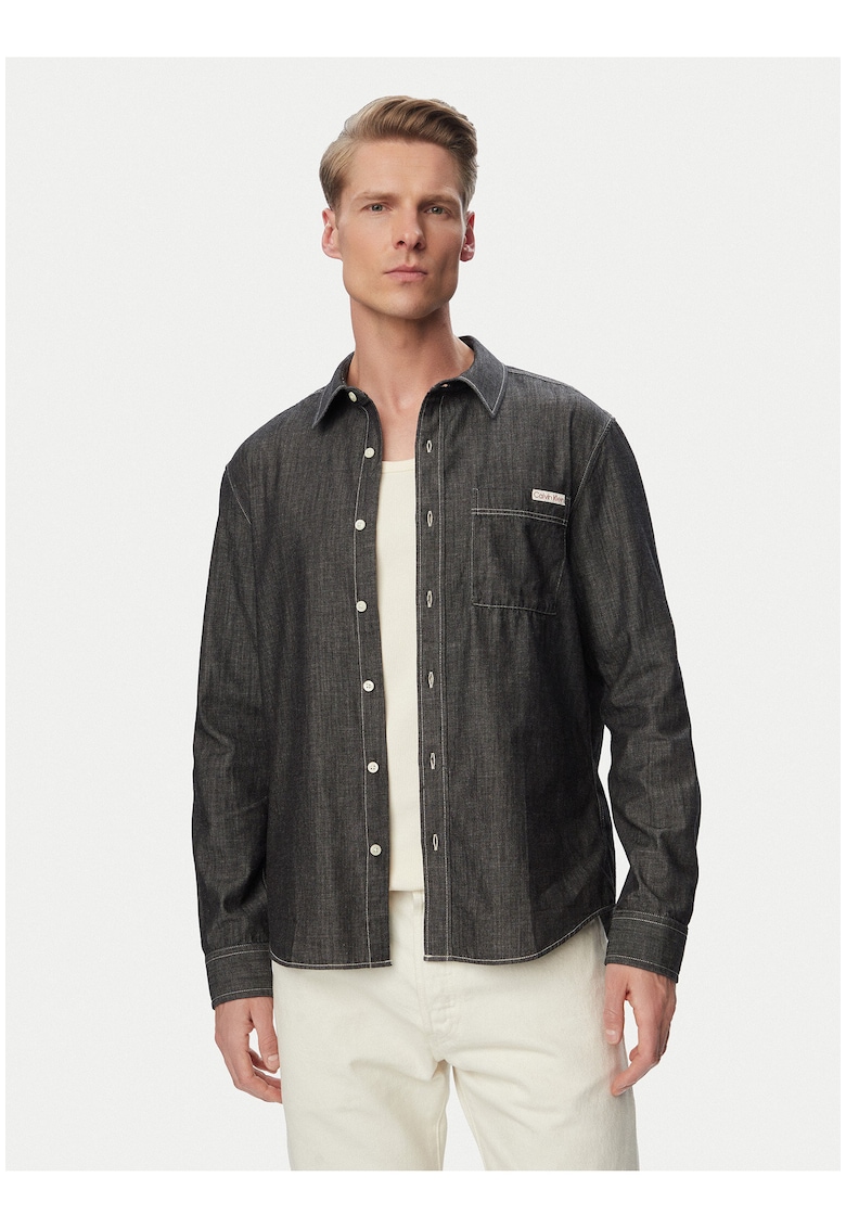 Camasa din denim cu aspect lucios