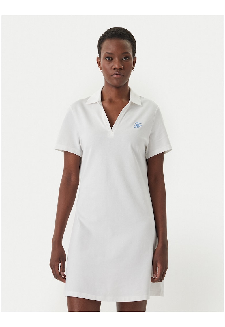 Rochie uni cu guler polo