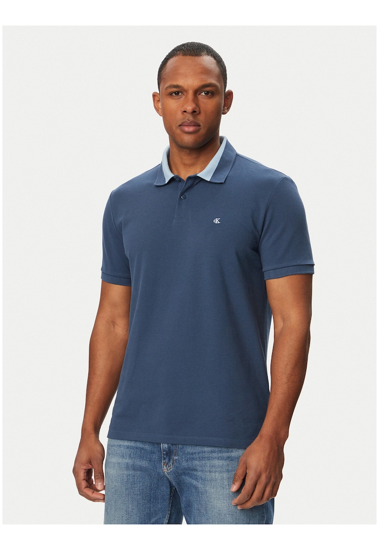 Tricou polo din bumbac cu guler contrastant