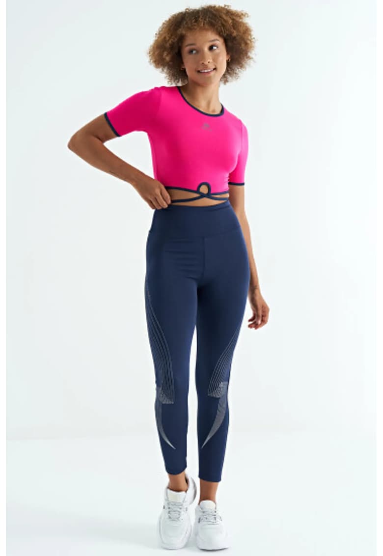Tricou crop - elastic - roz magenta - poliester-elastan