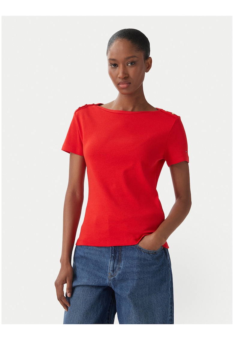 Tricou cu decolteu rotund - din bumbac