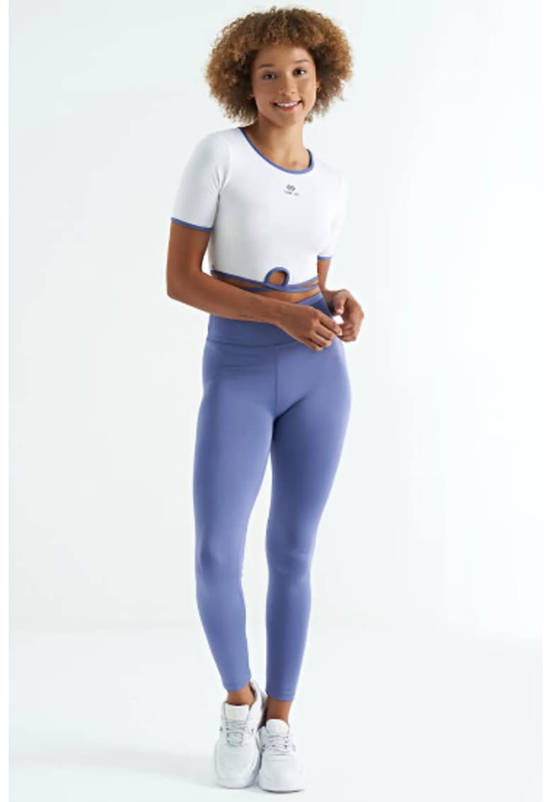 Tricou scurt elastic - alb - poliester-elastan