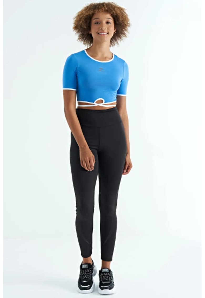 Tricou dama - Tricou Crop Elastic - Albastru Cobalt - Poliester-Elastan
