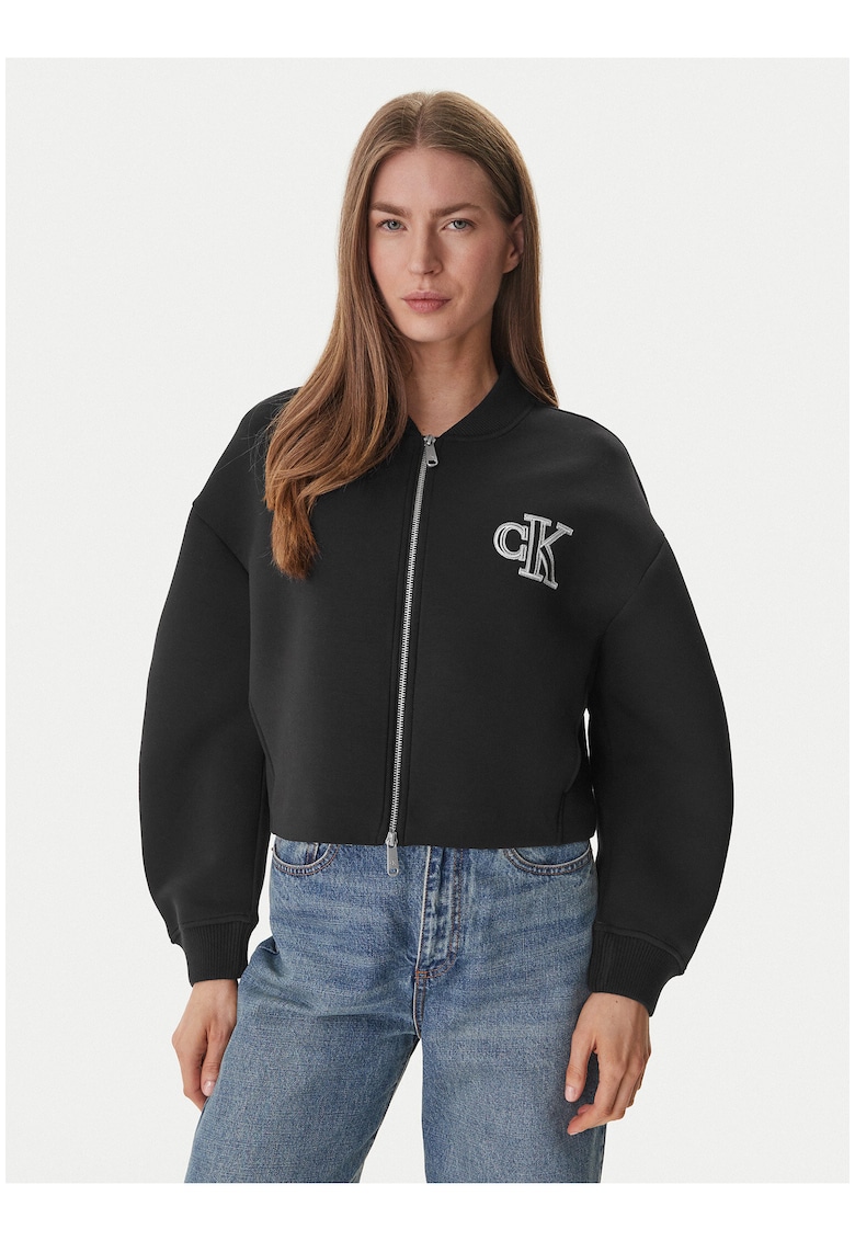 Bluza de trening crop cu fermoar