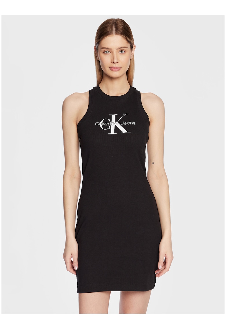 Rochie mini cu logo pe piept -