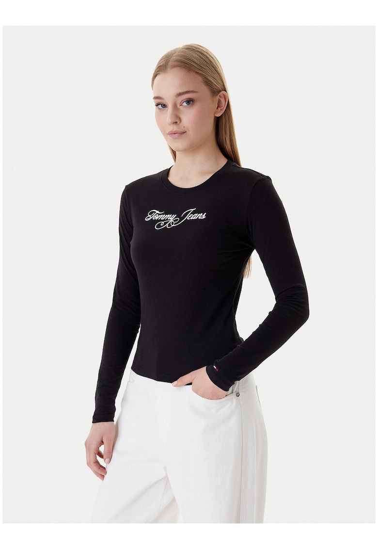 Bluza slim fit cu logo text