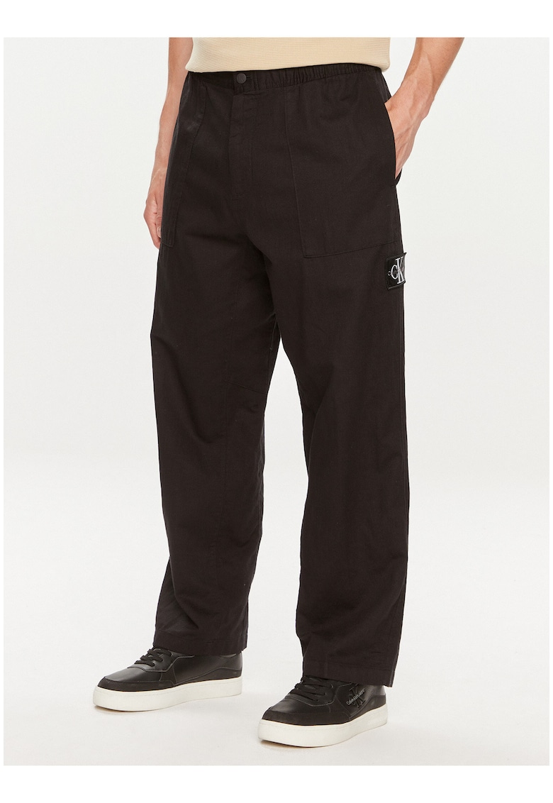 Pantaloni drepti din bumbac si in
