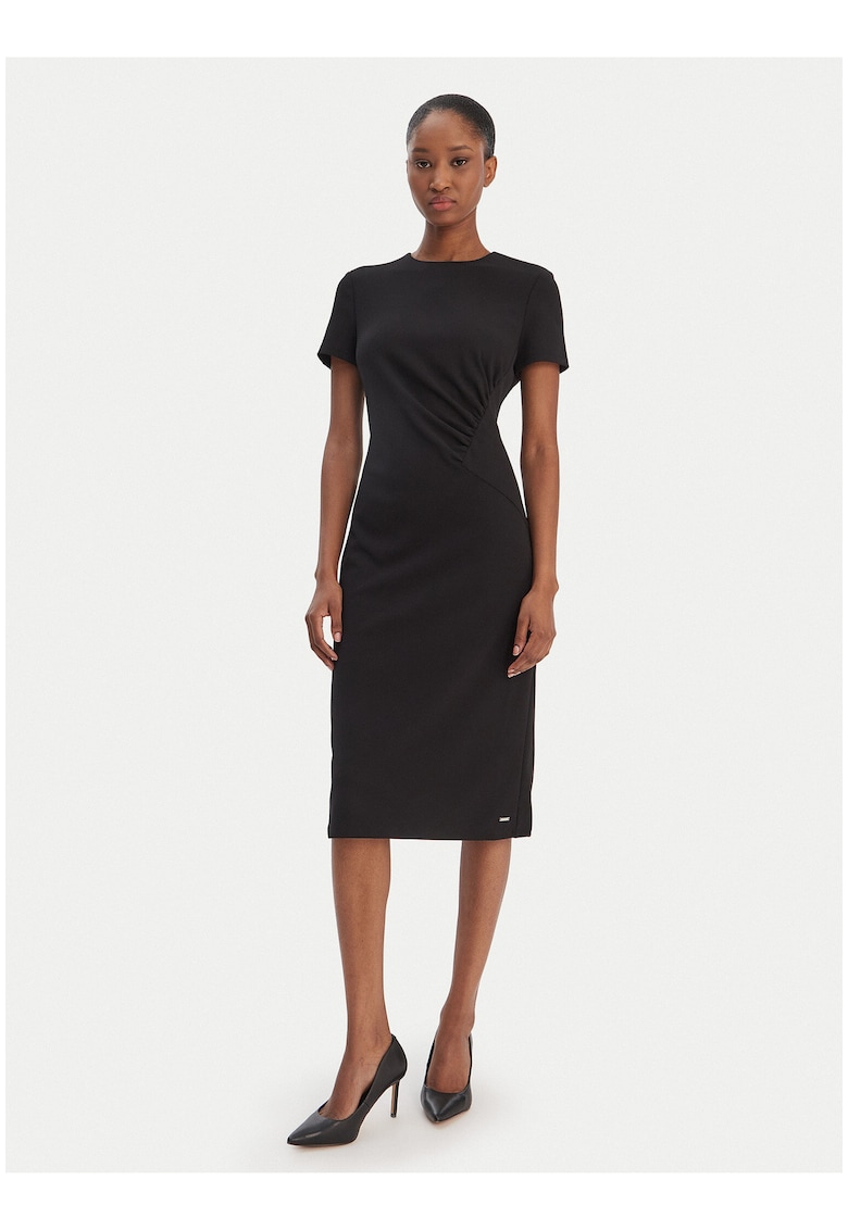 Rochie midi cambrata cu maneca scurta